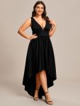 Plus Size Elegant High-Low Sleeveless Empire Waist Bridesmaid Dress – Black