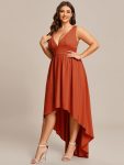 Plus Size Elegant High-Low Sleeveless Empire Waist Bridesmaid Dress – Burnt Orange