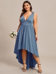 Plus Size Elegant High-Low Sleeveless Empire Waist Bridesmaid Dress – Dusty Navy