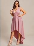 Plus Size Elegant High-Low Sleeveless Empire Waist Bridesmaid Dress – Dusty Rose