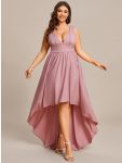 Plus Size Elegant High-Low Sleeveless Empire Waist Bridesmaid Dress – Dusty Rose