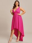 Plus Size Elegant High-Low Sleeveless Empire Waist Bridesmaid Dress – Hot Pink