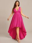 Plus Size Elegant High-Low Sleeveless Empire Waist Bridesmaid Dress – Hot Pink