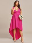 Plus Size Elegant High-Low Sleeveless Empire Waist Bridesmaid Dress – Hot Pink