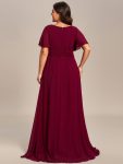 Plus Size Simple Chiffon Pleated A-Line Round Neckline Bridesmaid Dress – Burgundy