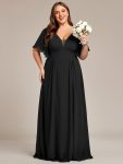 Plus Size Chiffon A-Line Double V-Neck Empire Waist Bridesmaid Dress – Black