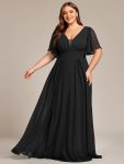 Plus Size Chiffon A-Line Double V-Neck Empire Waist Bridesmaid Dress – Black