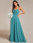 Custom Size Adjustable Spaghetti Strap Chiffon A-Line Bridesmaid Dresses – Dusty Blue