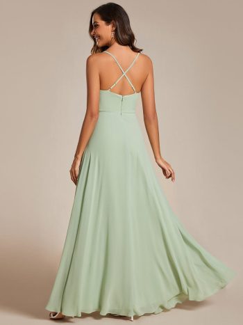 Custom Size Adjustable Spaghetti Strap Chiffon A-Line Bridesmaid Dresses - Mint Green