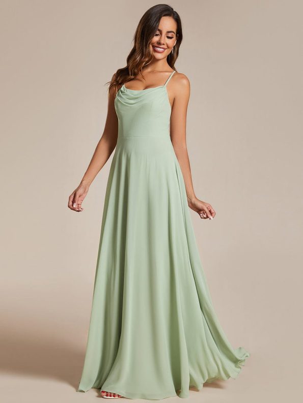 Custom Size Adjustable Spaghetti Strap Chiffon A-Line Bridesmaid Dresses - Mint Green