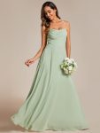 Custom Size Adjustable Spaghetti Strap Chiffon A-Line Bridesmaid Dresses – Mint Green