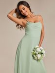 Custom Size Adjustable Spaghetti Strap Chiffon A-Line Bridesmaid Dresses – Mint Green