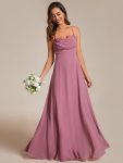 Custom Size Adjustable Spaghetti Strap Chiffon A-Line Bridesmaid Dresses – Purple Orchid