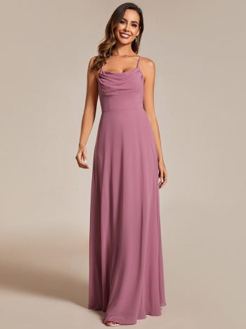 Custom Size Adjustable Spaghetti Strap Chiffon A-Line Bridesmaid Dresses - Purple Orchid