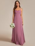 Custom Size Adjustable Spaghetti Strap Chiffon A-Line Bridesmaid Dresses – Purple Orchid