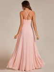 Custom Size Adjustable Spaghetti Strap Chiffon A-Line Bridesmaid Dresses – Pink