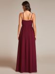 Maxi Sleeveless Pleated Chiffon Bridesmaid Dress with Lotus Leaf – Burgundy