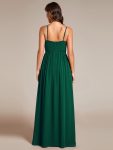 Maxi Sleeveless Pleated Chiffon Bridesmaid Dress with Lotus Leaf – Dark Green