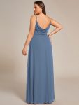 Criss-Cross V-Neck Chiffon Backless A-Line Bridesmaid Dress – Dusty Navy