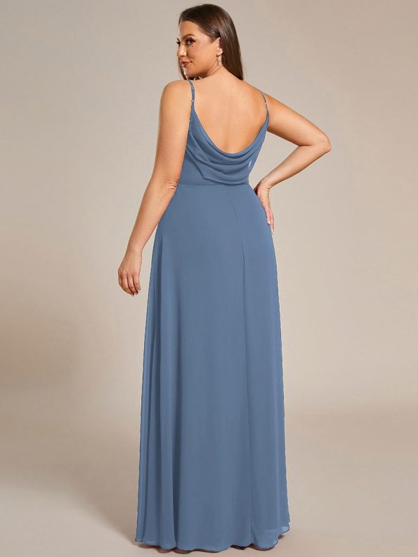 Criss-Cross V-Neck Chiffon Backless A-Line Bridesmaid Dress - Dusty Navy