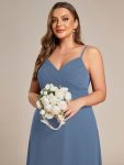 Criss-Cross V-Neck Chiffon Backless A-Line Bridesmaid Dress – Dusty Navy