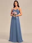 Criss-Cross V-Neck Chiffon Backless A-Line Bridesmaid Dress – Dusty Navy