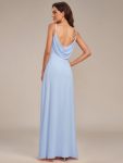 Criss-Cross V-Neck Chiffon Backless A-Line Bridesmaid Dress – Ice Blue