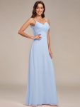 Criss-Cross V-Neck Chiffon Backless A-Line Bridesmaid Dress – Ice Blue