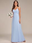 Criss-Cross V-Neck Chiffon Backless A-Line Bridesmaid Dress – Ice Blue