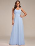 Criss-Cross V-Neck Chiffon Backless A-Line Bridesmaid Dress – Ice Blue