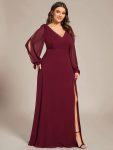 Open Lantern Sleeve A-Line Bridesmaid Dress – Burgundy