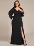 Open Lantern Sleeve A-Line Bridesmaid Dress – Black