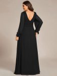 Open Lantern Sleeve A-Line Bridesmaid Dress – Black