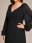 Open Lantern Sleeve A-Line Bridesmaid Dress – Black