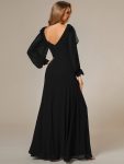 Open Lantern Sleeve A-Line Bridesmaid Dress – Black