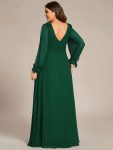 Open Lantern Sleeve A-Line Bridesmaid Dress – Dark Green