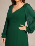 Open Lantern Sleeve A-Line Bridesmaid Dress – Dark Green