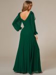 Open Lantern Sleeve A-Line Bridesmaid Dress – Dark Green