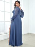 Open Lantern Sleeve A-Line Bridesmaid Dress – Dusty Navy