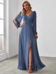 Open Lantern Sleeve A-Line Bridesmaid Dress – Dusty Navy