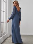 Open Lantern Sleeve A-Line Bridesmaid Dress – Dusty Navy