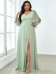 Open Lantern Sleeve A-Line Bridesmaid Dress – Mint Green