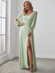 Open Lantern Sleeve A-Line Bridesmaid Dress – Mint Green