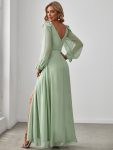 Open Lantern Sleeve A-Line Bridesmaid Dress – Mint Green