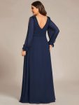 Open Lantern Sleeve A-Line Bridesmaid Dress – Navy Blue