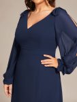 Open Lantern Sleeve A-Line Bridesmaid Dress – Navy Blue