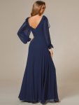 Open Lantern Sleeve A-Line Bridesmaid Dress – Navy Blue