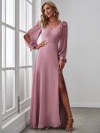 Open Lantern Sleeve A-Line Bridesmaid Dress – Purple Orchid