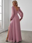 Open Lantern Sleeve A-Line Bridesmaid Dress – Purple Orchid