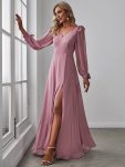 Open Lantern Sleeve A-Line Bridesmaid Dress – Purple Orchid